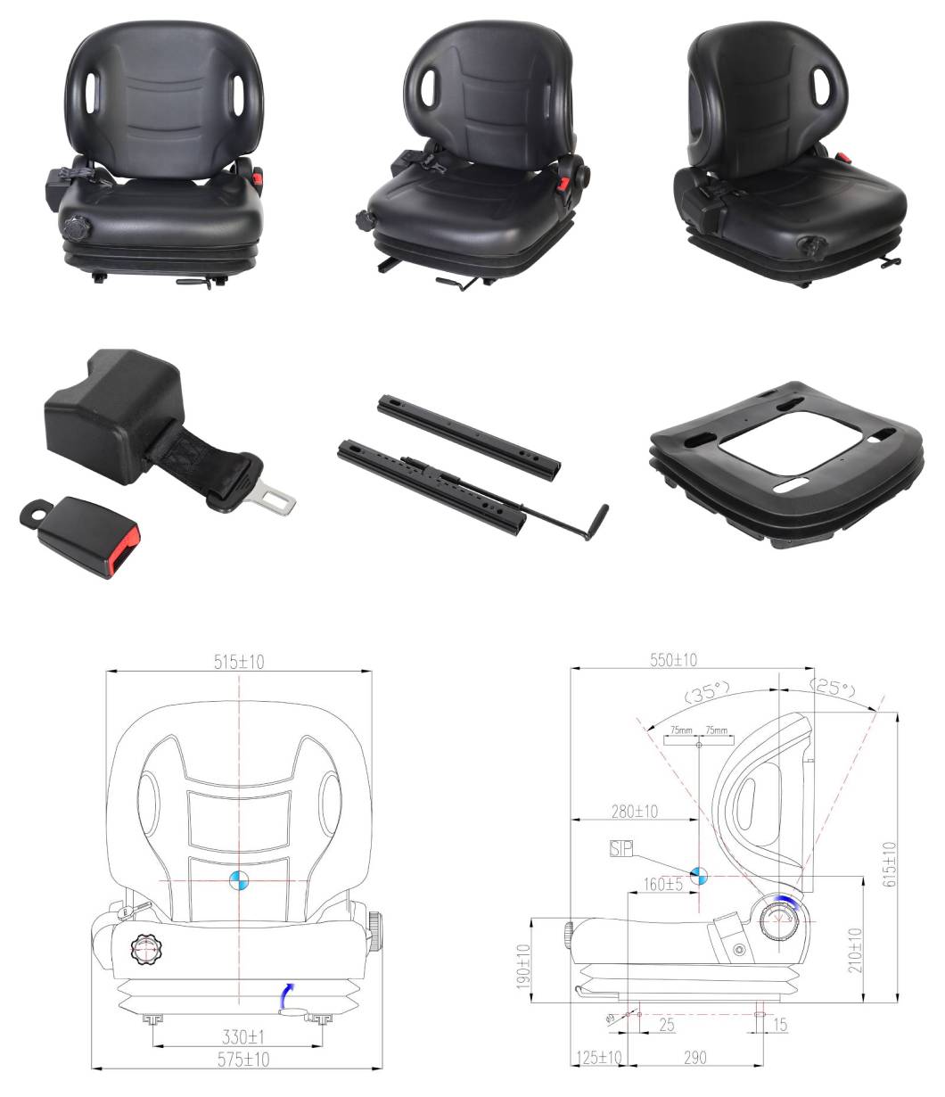 High Performance Compact Forklift Seat with Weight Adjustment for Tailift Linde JAC KION(BF2-3AB)-Product_Description