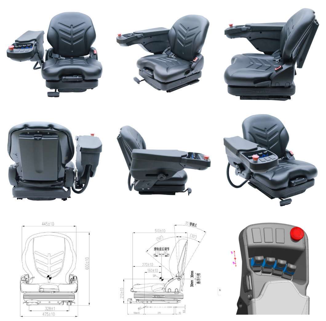 High Performance Heavy Duty PVC Lifting Equipment Forklift Seat with Fingertip Joystick Console (BF16)-Product_Description