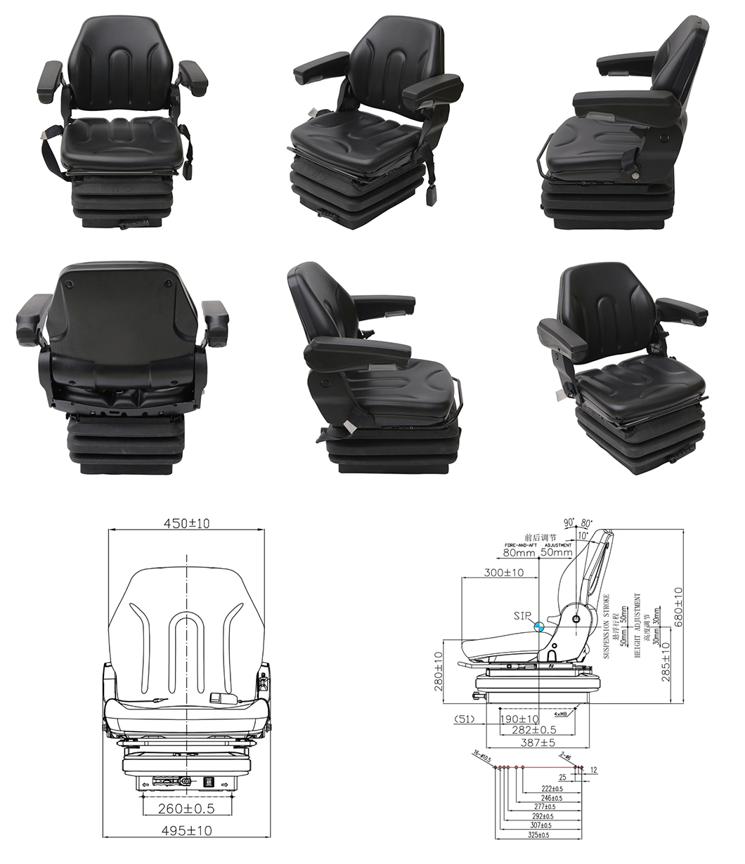 High Quality Construction Machinery Seat with Mechanical Suspension and 60mm Height Adjustment(BF21)-Product Description