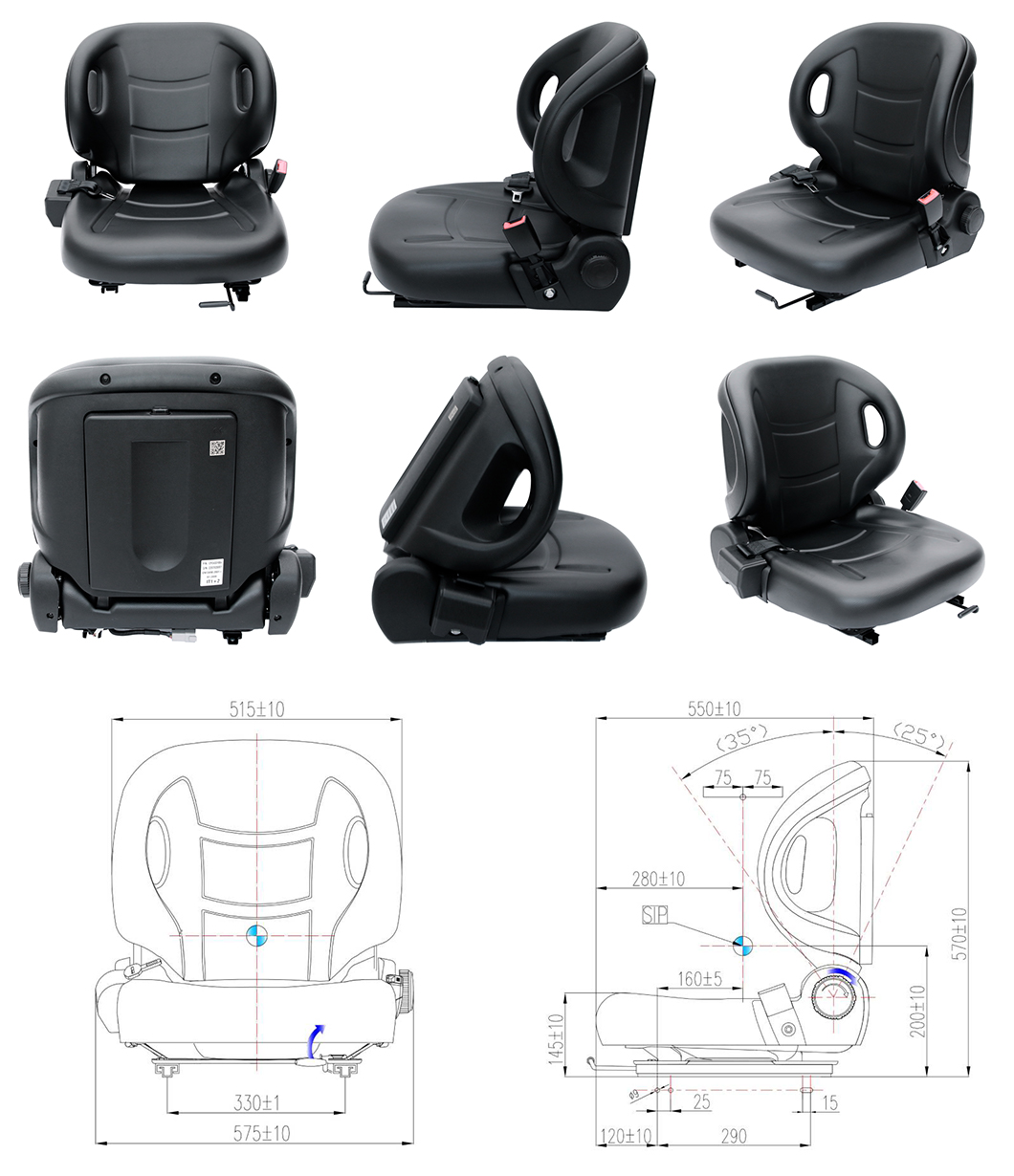 Forklift Seat with Universal Mounting Design Match with Different Brands and Models (BF2-2)-Product Description
