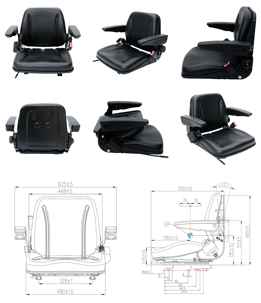 Jungheinrich Electric Forklift Truck Seat with Heavy Duty PVC Hangcha Linde Doosan Mitsubishi Jungheinrich(BF8-2AB)-Product Description