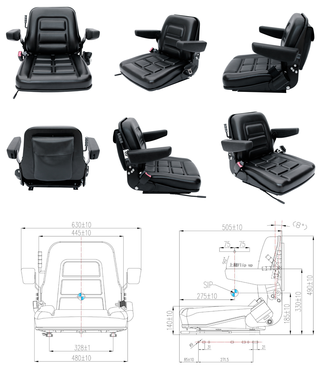 Ergonomic Semi-Suspension Seat Compatible with Major Forklift Brands(BF1-3ABD)-Product Description